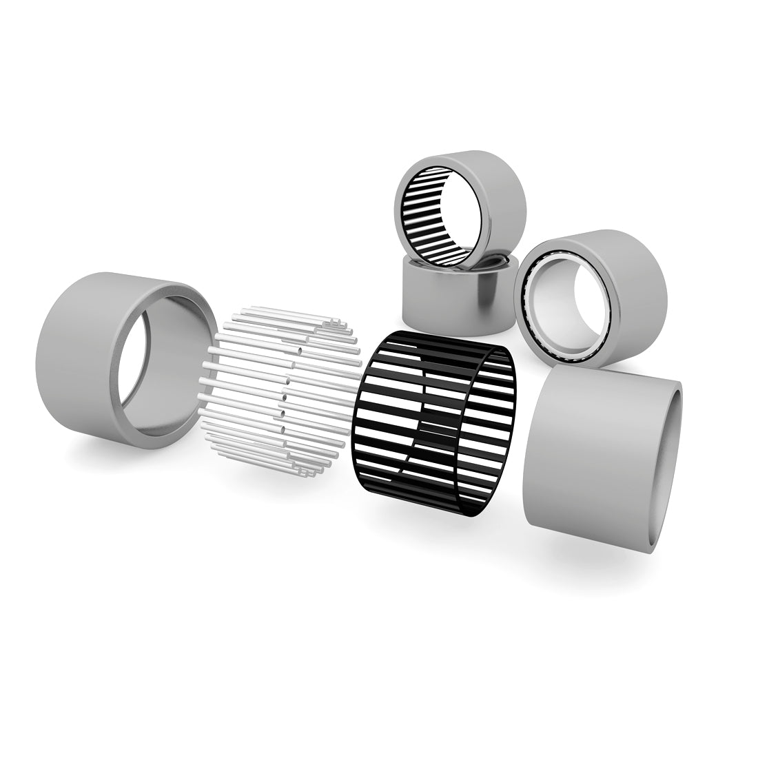 uxcell Uxcell Needle Roller Bearings, Open End Stamping Steel Drawn Cup, Metric