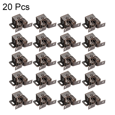 Harfington Uxcell Cabinet Door Double Roller Catch Ball Latch with Prong Copper Tone 20pcs