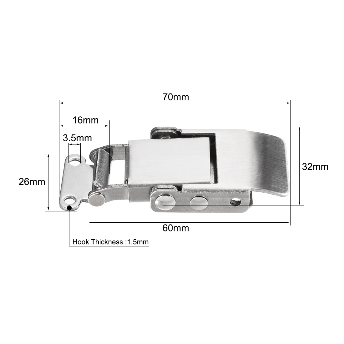 uxcell Uxcell 1 pcs Iron Spring Loaded Toggle Case Box Chest Trunk Latch Catches Hasps Clamps, 70mm Overall Length