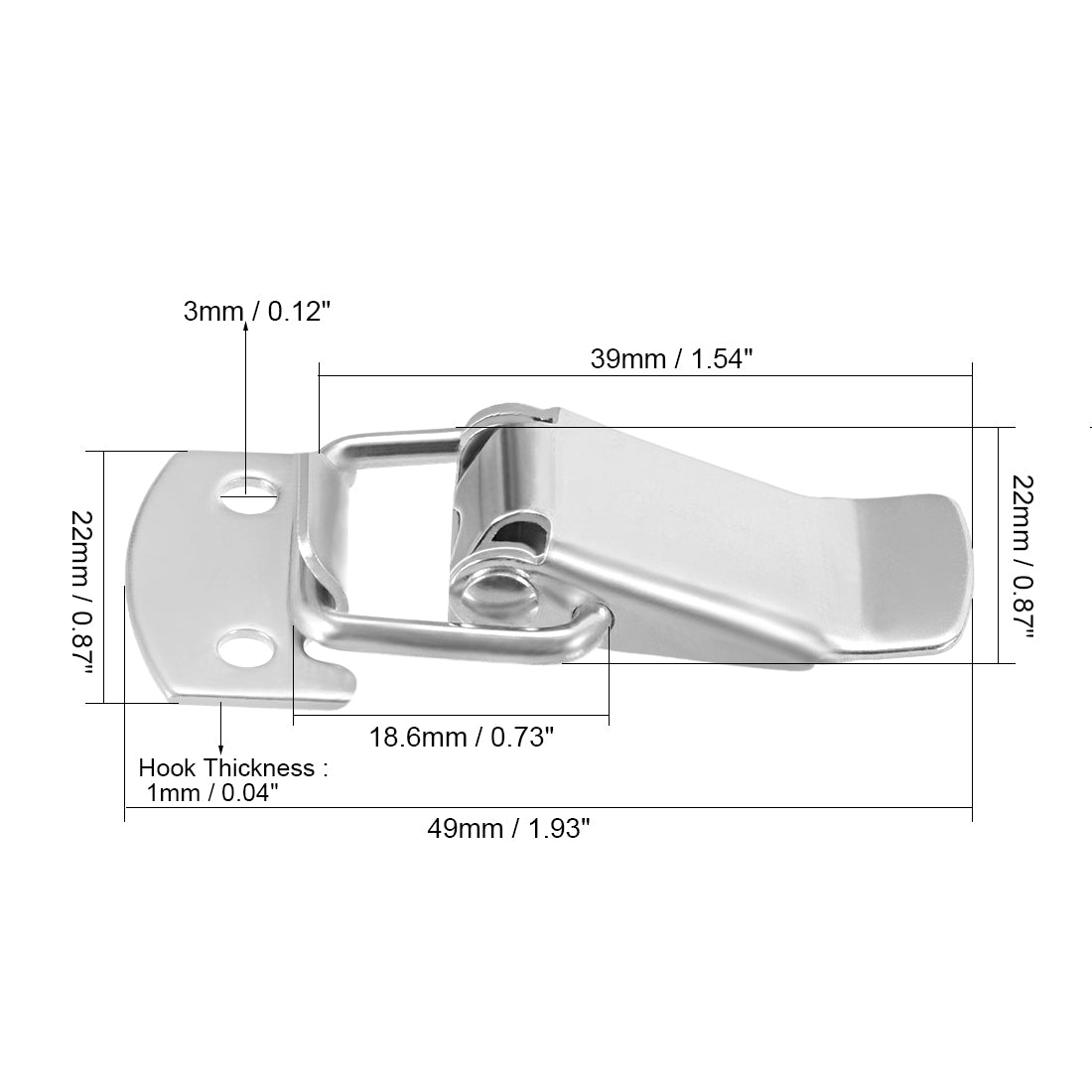 uxcell Uxcell 2 pcs 304 Stainless Steel Spring Loaded Toggle Case Box Chest Trunk Latch Catches Hasps Clamps, 49mm Overall Length