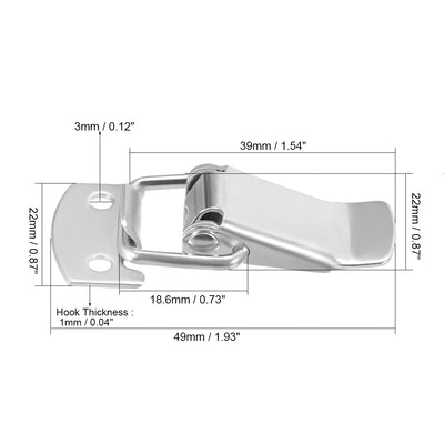 Harfington Uxcell 8 pcs 304 Stainless Steel Spring Loaded Toggle Case Box Chest Trunk Latch Catches Hasps Clamps, 49mm Overall Length