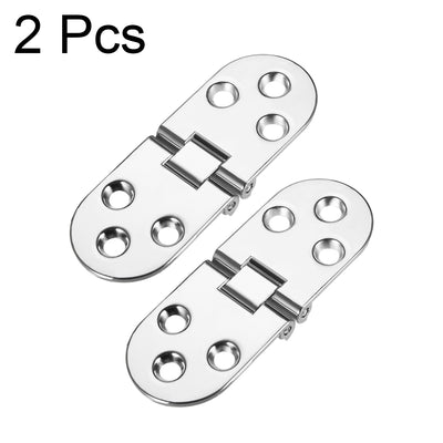 Harfington Uxcell 2 Pcs Sewing Aircraft Table Folding Flip Hinge, Zinc alloy Chrome Plating Finish