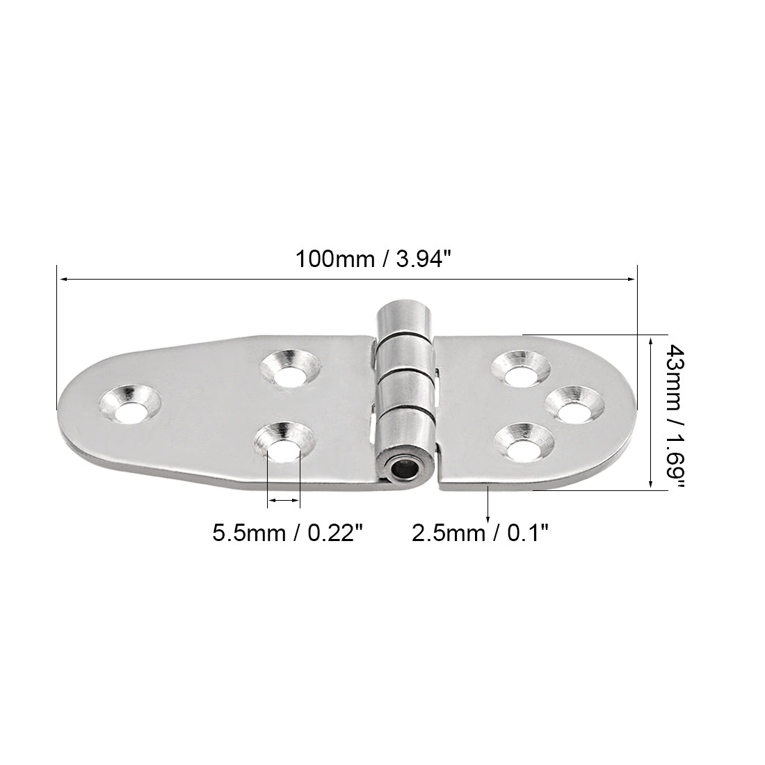 uxcell Uxcell T-Strap Heavy Shed Hinge Gate Door Hinges 304 Stainless Steel, 100mm Overall Length