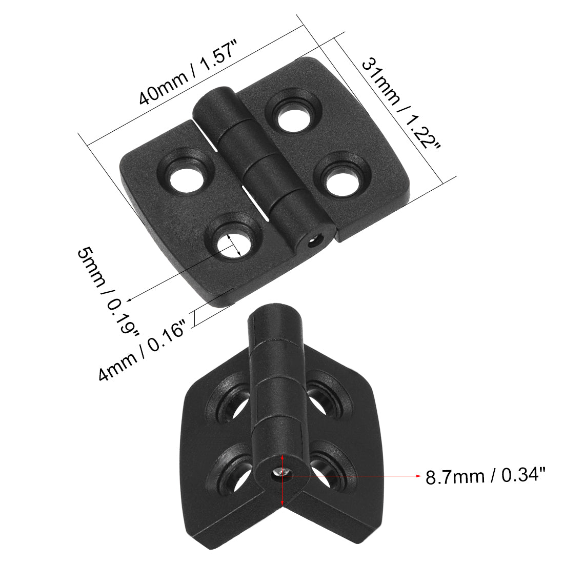 uxcell Uxcell 5pcs Cabinet Gate Closet Door 40mm Length ABS Nylon Hinge