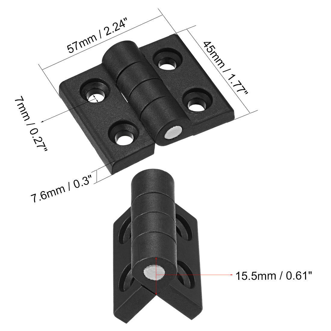 uxcell Uxcell 4pcs Cabinet Gate Closet Door 57mm Length ABS Nylon Hinge