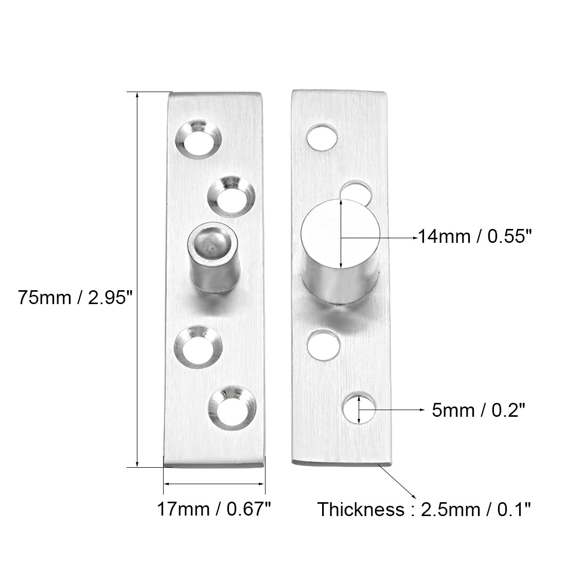 uxcell Uxcell 2 Sets Stainless Steel 360 Degree Door Pivot Hinge 75 x 17mm