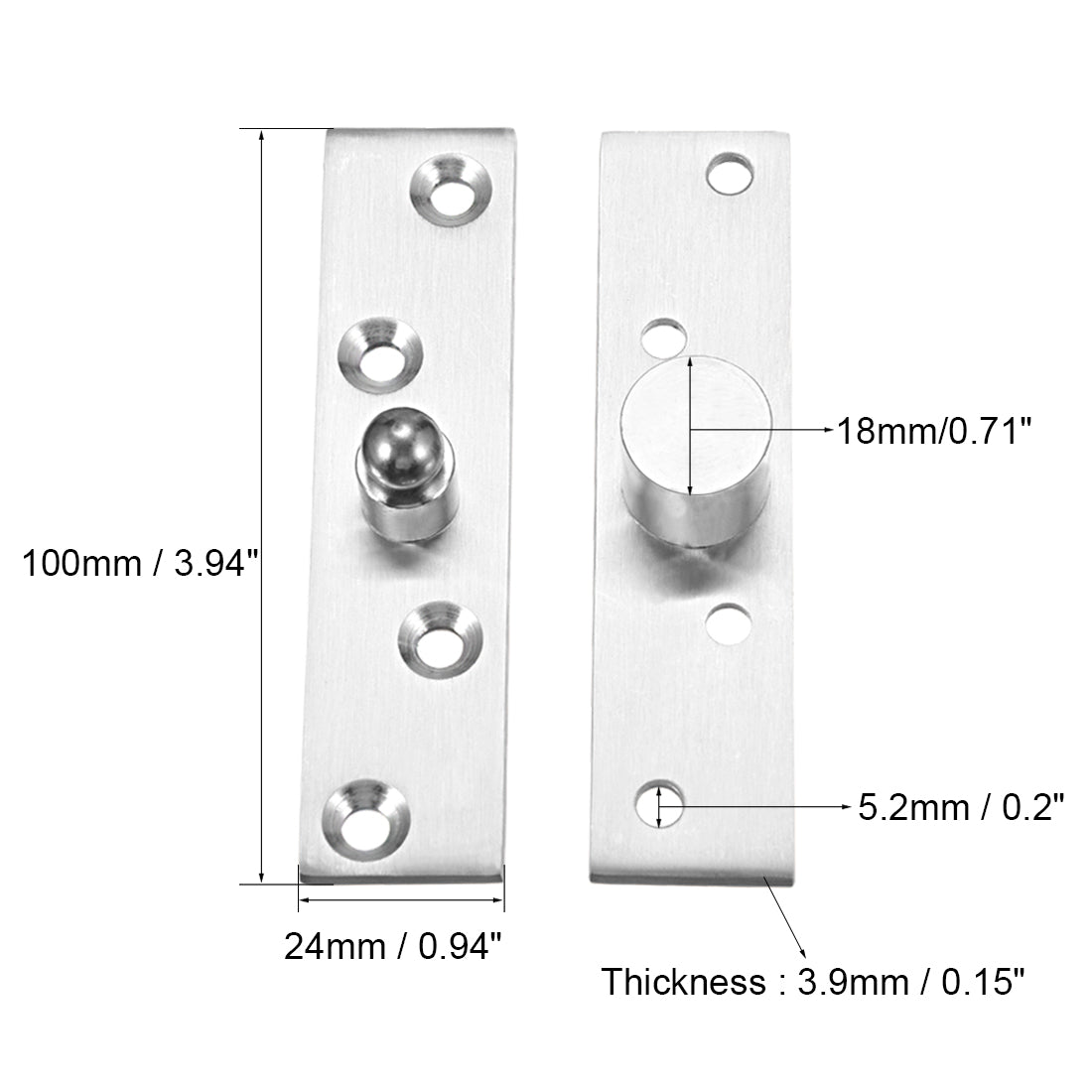 uxcell Uxcell 2 Sets Stainless Steel 360 Degree Door Pivot Hinge 100 x 24mm