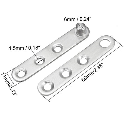 Harfington Uxcell 1 Set Stainless Steel 360 Degree Rotating Door Pivot Hinge 60mm x 11mm