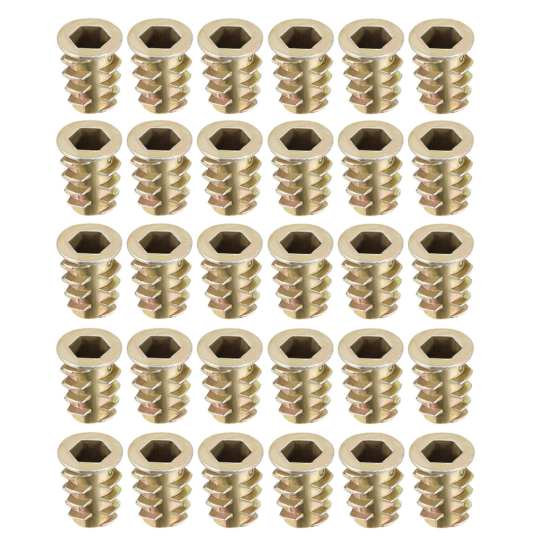 uxcell Uxcell Threaded Insert Nuts Zinc Alloy Hex Socket M6 Internal Threads 14mm Length 30pcs