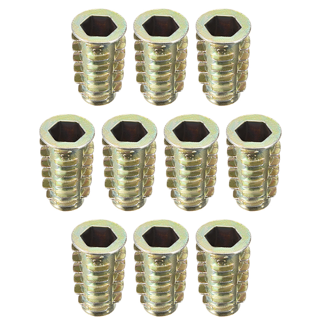 uxcell Uxcell Threaded Insert Nuts Zinc Alloy Hex Socket M8 Internal Threads 23mm Length 10pcs