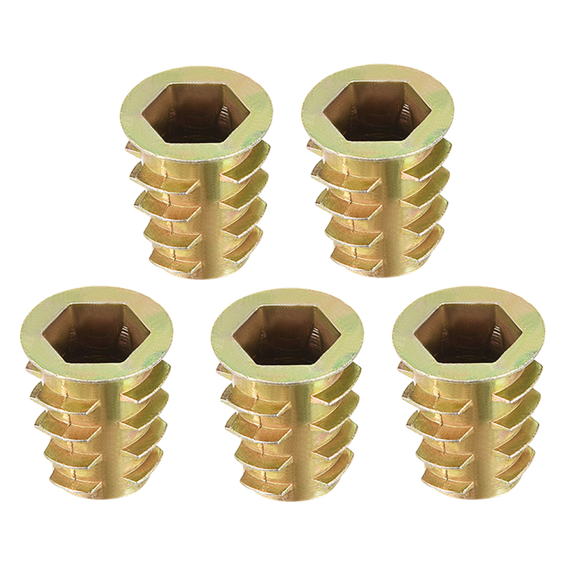 uxcell Uxcell Threaded Insert Nuts Zinc Alloy Hex Socket M10 Internal Threads 20mm Length 5pcs