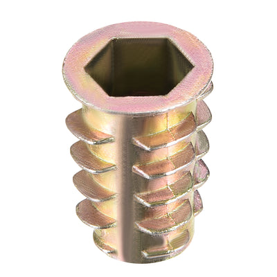 Harfington Uxcell Threaded Insert Nuts Zinc Alloy Hex Socket M10 Internal Threads 23mm Length 20pcs