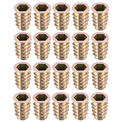 Harfington Uxcell Threaded Insert Nuts Zinc Alloy Hex Socket M10 Internal Threads 23mm Length 20pcs