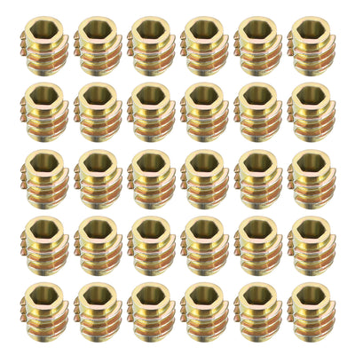 Harfington Uxcell Threaded Insert Nuts Zinc Alloy Hex-Flush M4 Internal Threads 8mm Length 30pcs