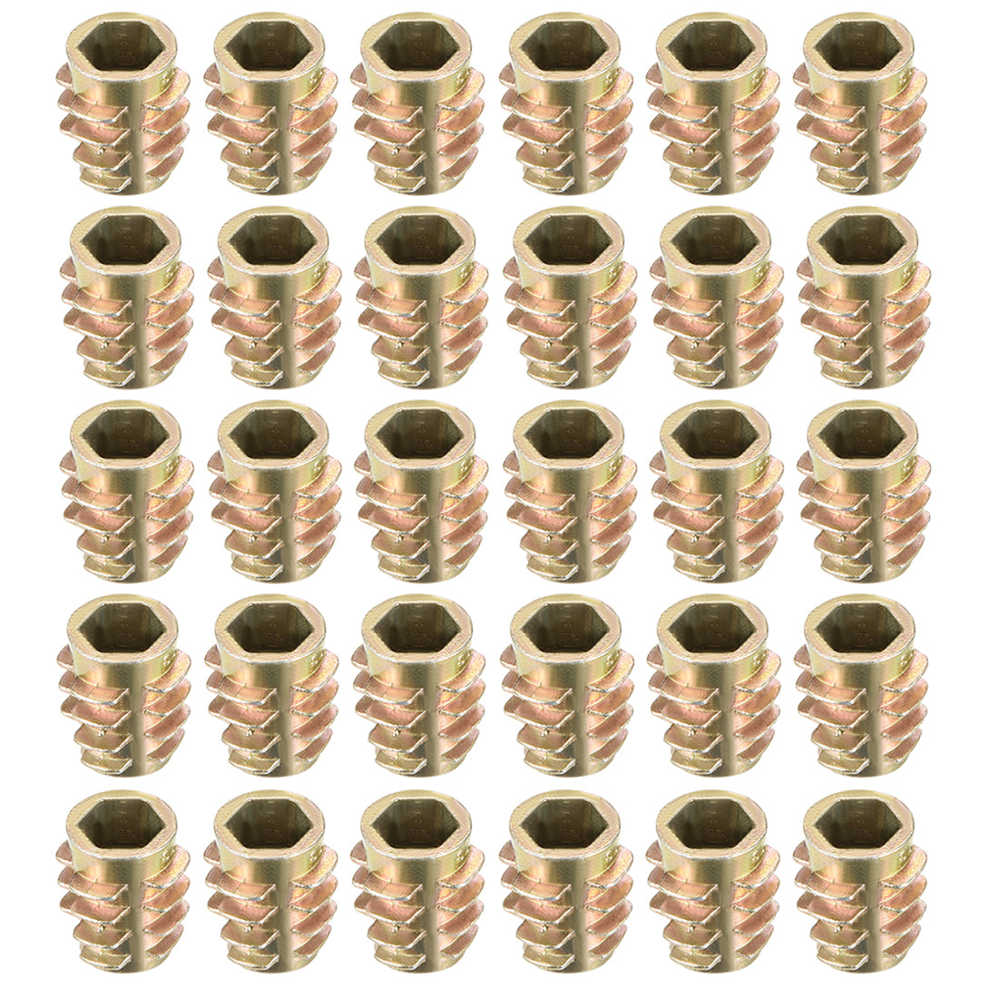 uxcell Uxcell Threaded Insert Nuts Zinc Alloy Hex-Flush M6 Internal Threads 13mm Length 30pcs