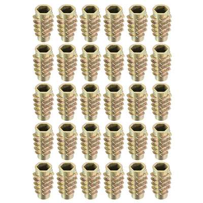 Harfington Uxcell Threaded Insert Nuts Zinc Alloy Hex-Flush M6 Internal Threads 20mm Length 30pcs