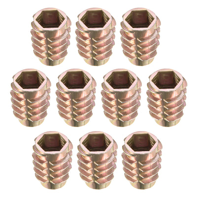 Harfington Uxcell Threaded Insert Nuts Zinc Alloy Hex-Flush M8 Internal Threads 18mm Length 10pcs