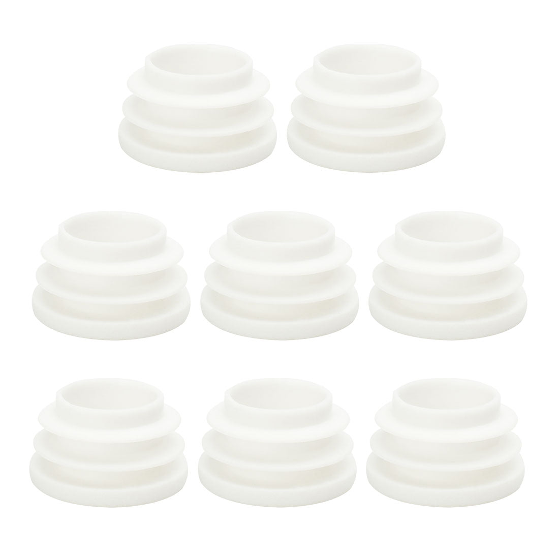 Uxcell Uxcell 3/4" 19mm OD Plastic Round Ribbed Tube Insert Pipe Tubing End Covers Caps White 8pcs, 0.63"-0.71" Inner Dia Furniture Glide Chair Feet Floor Protector