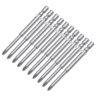 Harfington Uxcell 10 Pcs 4mm Round Shank 60mm Length 3mm PH0 Phillips Magnetic Screwdriver Bits