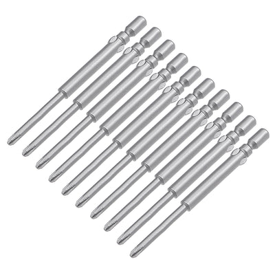 Harfington Uxcell 10 Pcs 4mm Round Shank 60mm Length 2.5mm PH1 Phillips Magnetic Screwdriver Bits