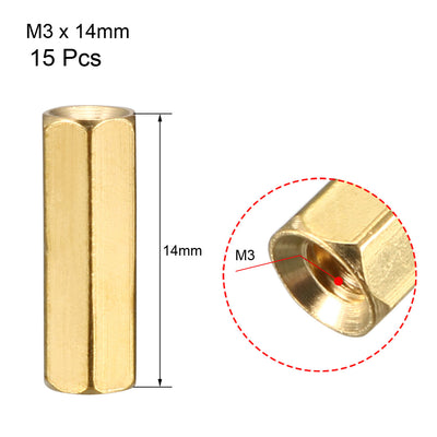Harfington Uxcell 15Stk. M3x14 Buchse- Buchse Messing PCB Motherboard Abstandhalter Ständer