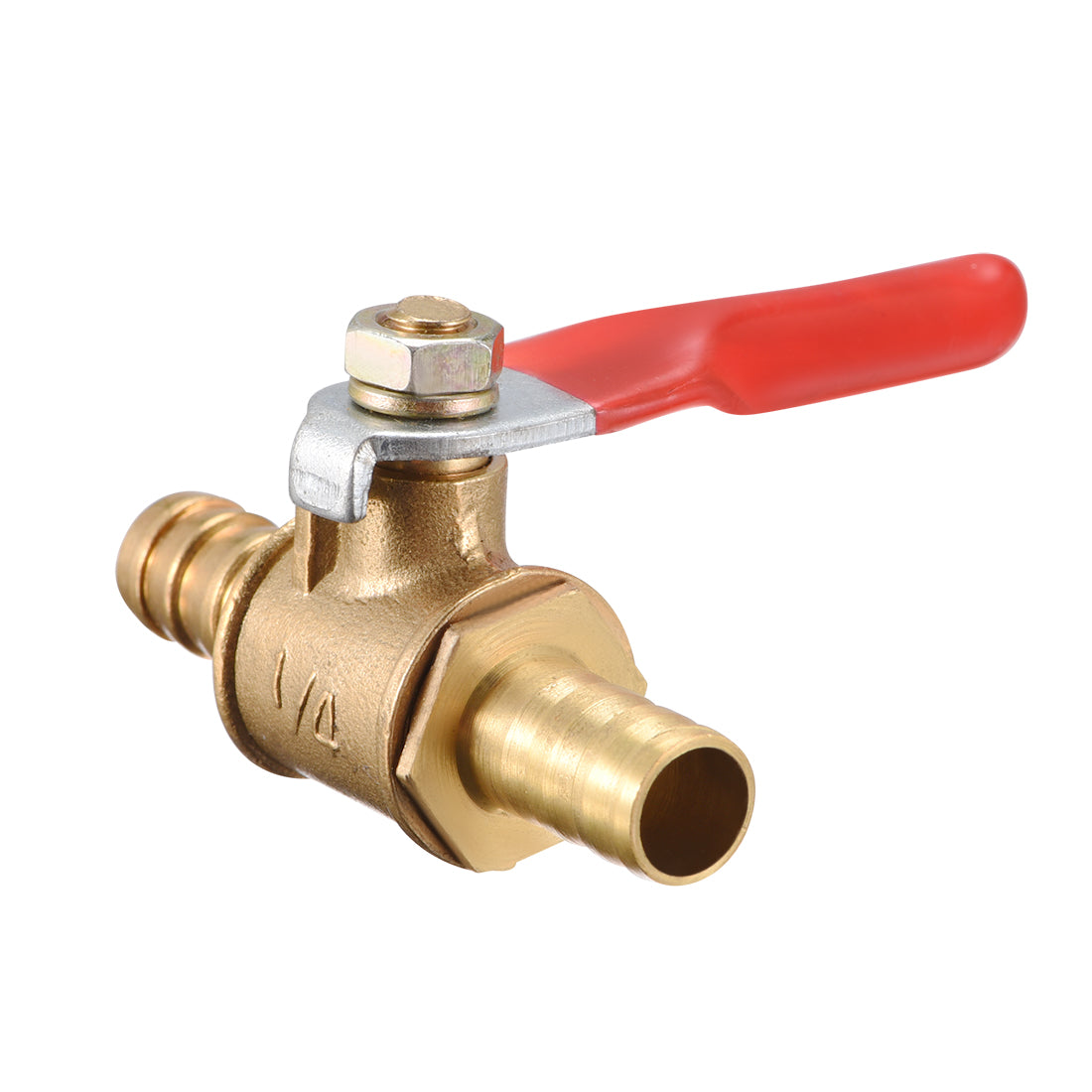 uxcell Uxcell 8mm Dia Air Compressor Dual Hose Barb Pressure Valve Switch Gold Tone Red