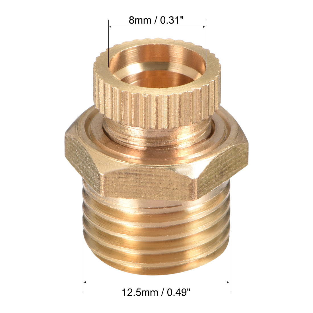 uxcell Uxcell 12.5mm Male Thread Dia Air Compressor Part Brass Tone Security Water Drain Valve