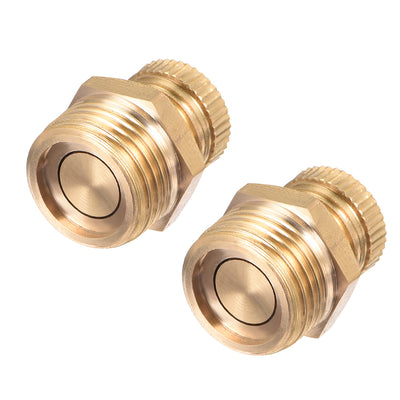 Harfington Uxcell 3/8BSP Male Thread Dia Air Compressor Part Brass Tone Security Water Drain Valve 2pcs