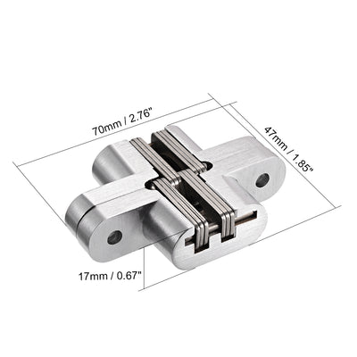 Harfington Uxcell Invisible Concealed Cross Hinges Wooden Doors, Zinc Alloy, 70 x 47 x 17mm