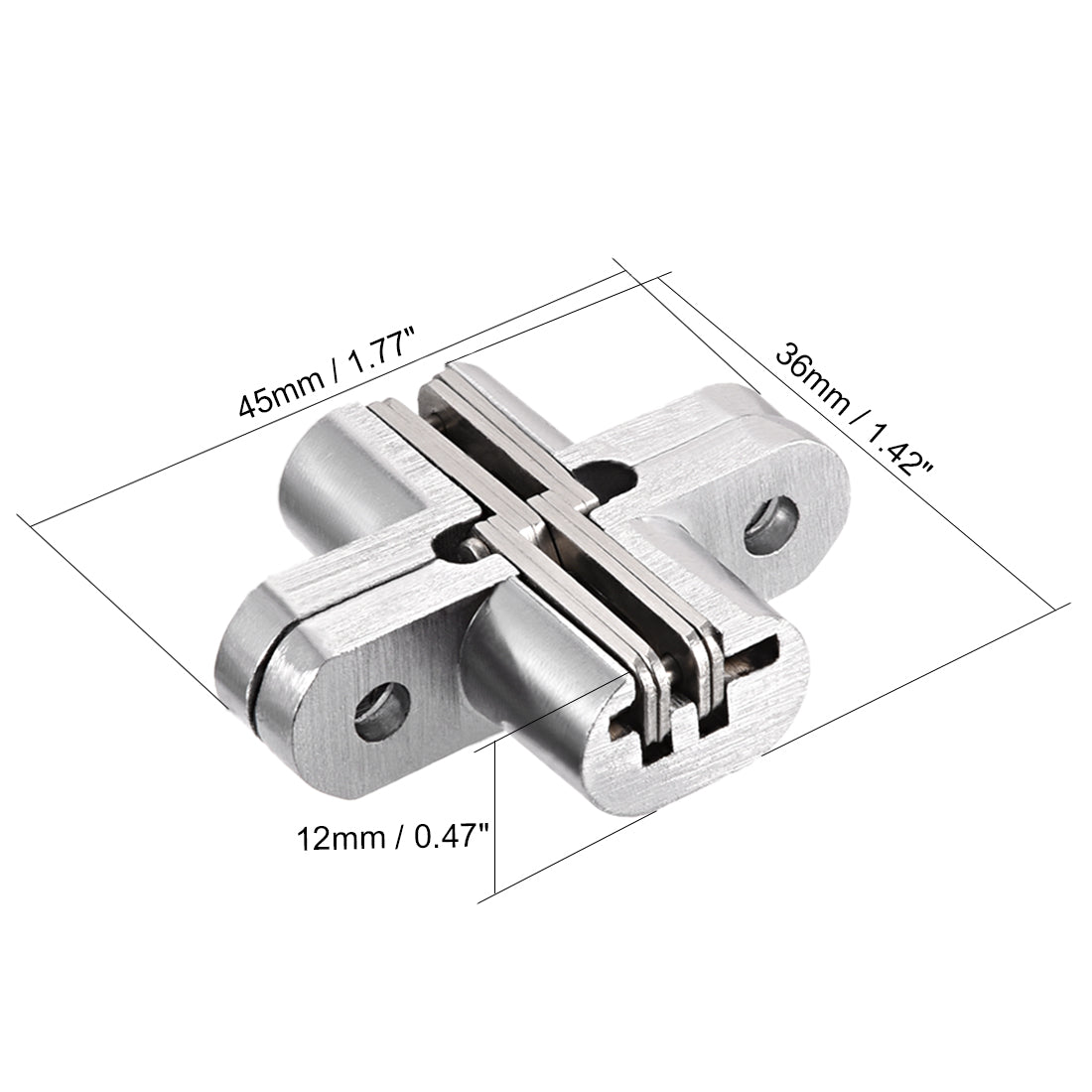 uxcell Uxcell 5pcs Invisible Concealed Cross Hinges Wooden Doors, Zinc Alloy, 45 x 36 x 12mm