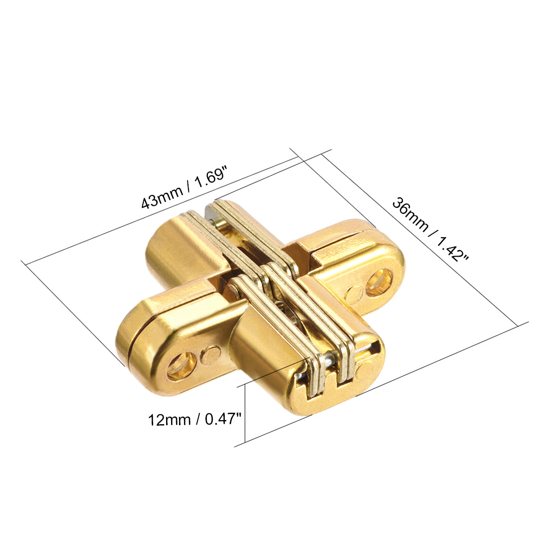 uxcell Uxcell 5pcs Invisible Concealed Cross Hinges Wooden Doors, Zinc Alloy, 43 x36x12mm