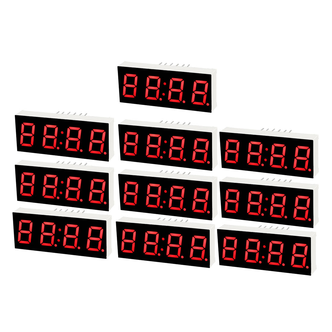 uxcell Uxcell Common Cathode 12 Pin 4 Bit 7 Segment 1.57 x 0.63 x 0.28 Inch 0.4" Red LED Display Digital Tube 10pcs