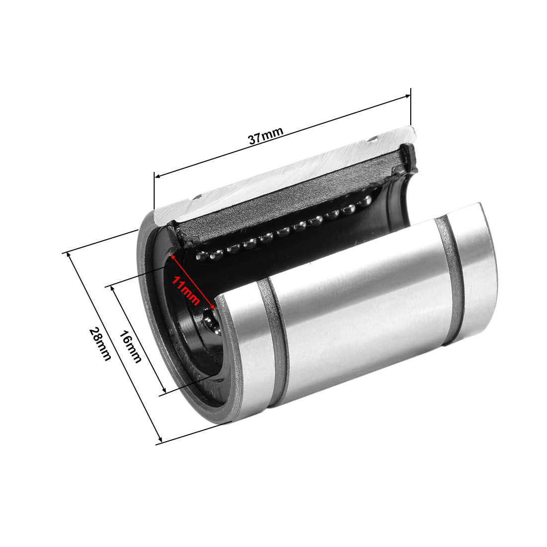 uxcell Uxcell LM16UUOP Linear Ball Bearings Open Type, 16mm Bore Dia, 28mm OD, 37mm Length 2Pcs