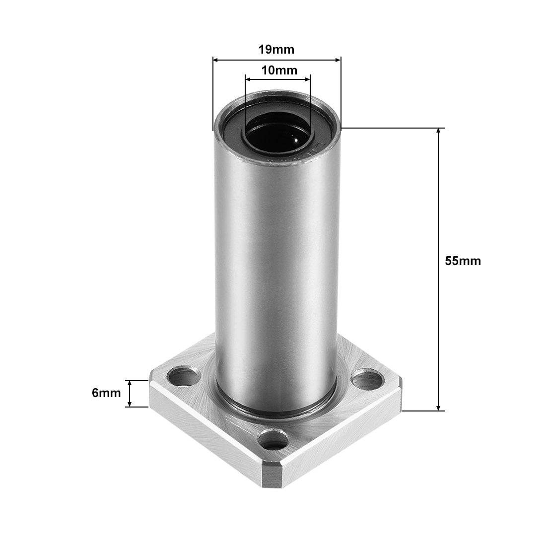 uxcell Uxcell LMK10UU Extra Long Square Flange Linear Ball Bearings, 10mm Bore Dia, 19mm OD, 55mm Length,2pcs