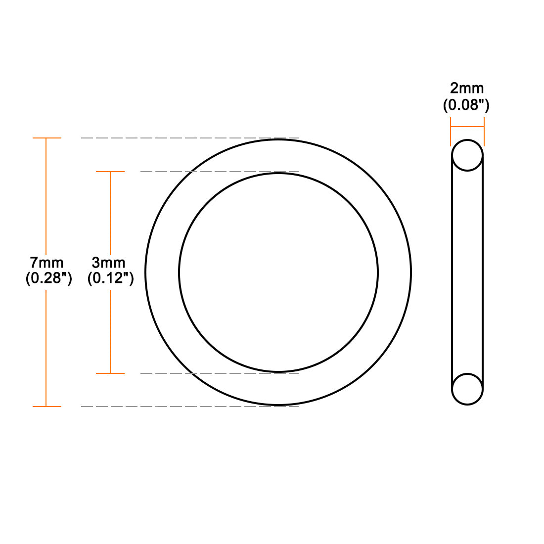 uxcell Uxcell O-Rings Nitrile Rubber 3mm x 7mm x 2mm Seal Rings Sealing Gasket 200pcs