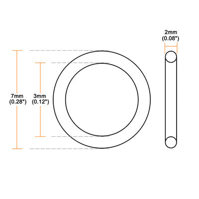 Harfington Uxcell O-Rings Nitrile Rubber 3mm x 7mm x 2mm Seal Rings Sealing Gasket 200pcs