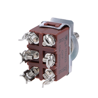 Harfington Uxcell DPDT Momentary Rocker Toggle Switch Heavy-Duty 15A 250V 6P ON/OFF/ON Metal Bat 5pcs