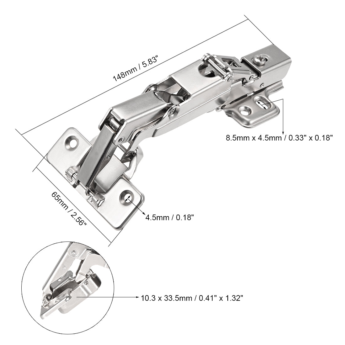 uxcell Uxcell 175 Degree Hinges Face Frame Soft Closing Hydraulic Concealed Cabinet Hinge,1 Pcs (Half Overlay)