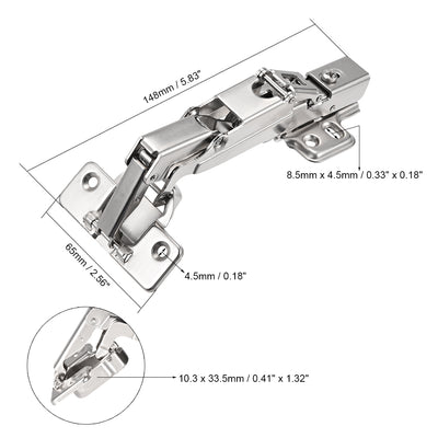 Harfington Uxcell 175 Degree Hinges Face Frame Soft Closing Hydraulic Concealed Cabinet Hinge,1 Pcs (Half Overlay)