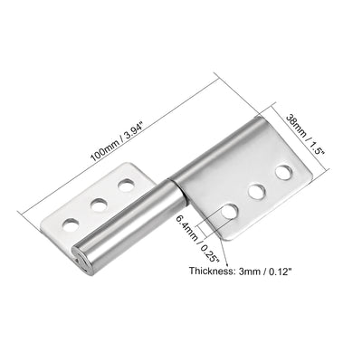 Harfington Uxcell 4-inch Long Steel Small Slip Joint Flag Hinge - Lift Off Left Handed Lid Door 2pcs