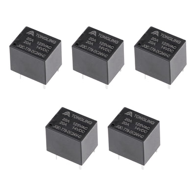 Harfington Uxcell 5 Pcs JQC-T78-DC24V-C  DC 24V Coil SPDT 5 Pin PCB Electromagnetic Power Relay