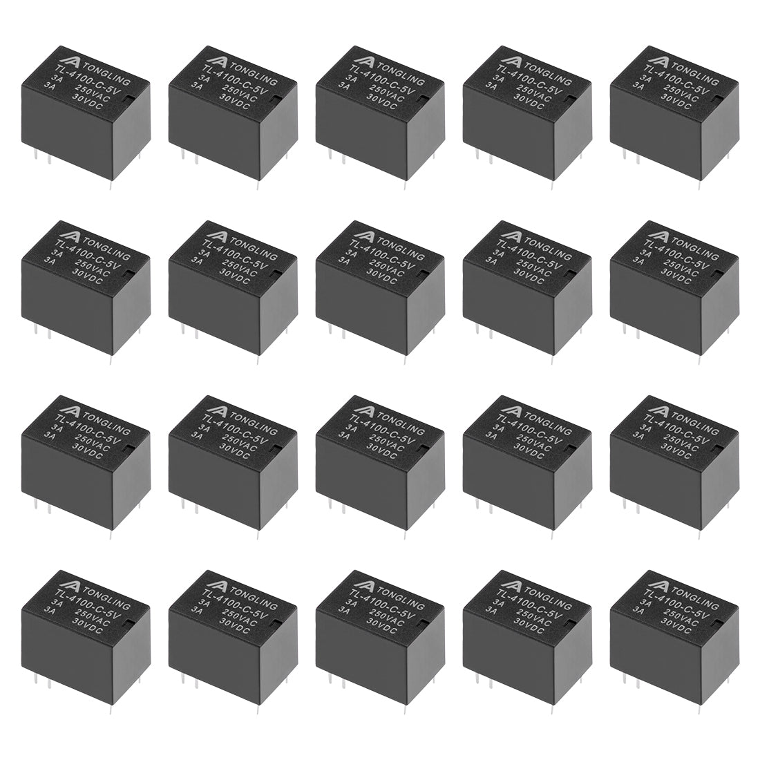 uxcell Uxcell 20 Pcs TL-4100-C-5V DC 5V Coil 6 Pin PCB Electromagnetic Power Relay NO+NC Black