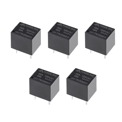 Harfington Uxcell 5 Pcs JQC-T78-DC24V-A DC 24V Coil SPST 4 Pin PCB Electromagnetic Power Relay Black