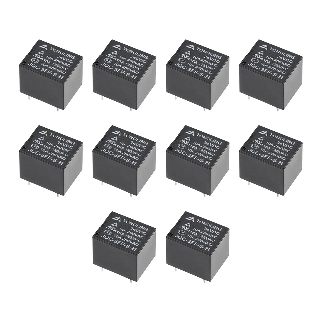 uxcell Uxcell 10 Pcs JQC-3FF-S-H DC 24V Coil SPST 4 Pin PCB Electromagnetic Power Relay Black