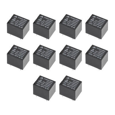 Harfington Uxcell 10 Pcs JQC-3FF-S-H DC 24V Coil SPST 4 Pin PCB Electromagnetic Power Relay Black