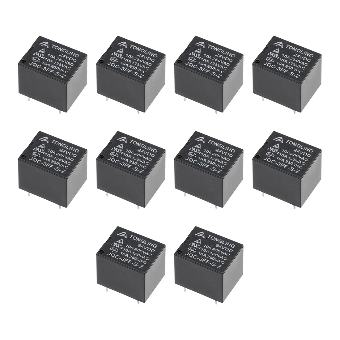 uxcell Uxcell 10 Pcs JQC-3FF-S-Z  DC 24V Coil SPDT 5 Pin PCB Electromagnetic Power Relay Black