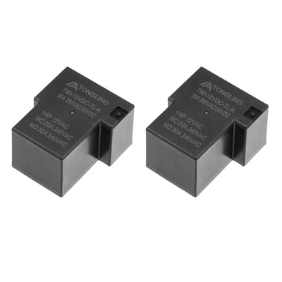 Harfington Uxcell 2 Pcs T90-12VDC-TL-A DC 12V Coil SPST 4 Pin PCB Electromagnetic Power Relay Black