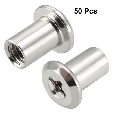 Harfington Uxcell M6x12mm Phillips Head Insert Nut Screw Post Sleeve Nut for Furniture 50pcs