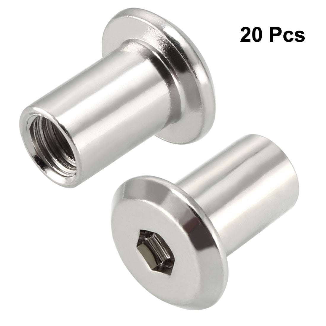 uxcell Uxcell 20pcs M6x12mm Niet Innensechskant Einsatzmutter Schraubenpfosten vernickelt