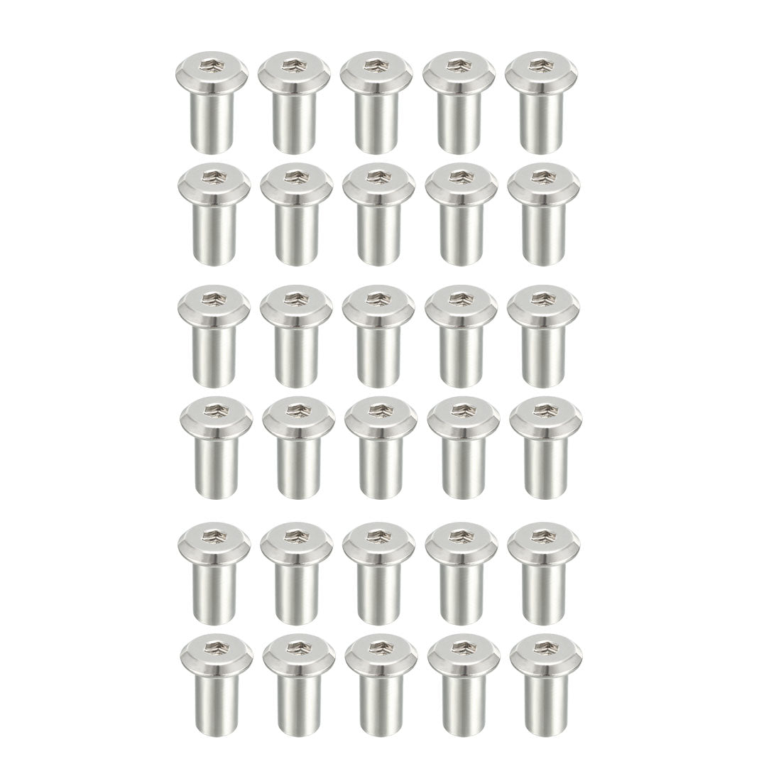 uxcell Uxcell 30pcs M6x15mm Niet Innensechskant Einsatzmutter Schraube Posten vernickelt